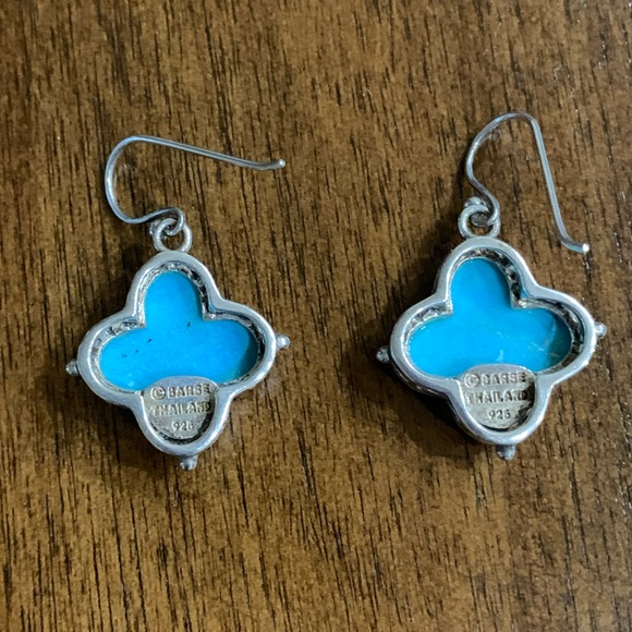 Barse Clover Turquoise Sterling Sliver Earrings - Picture 3 of 6